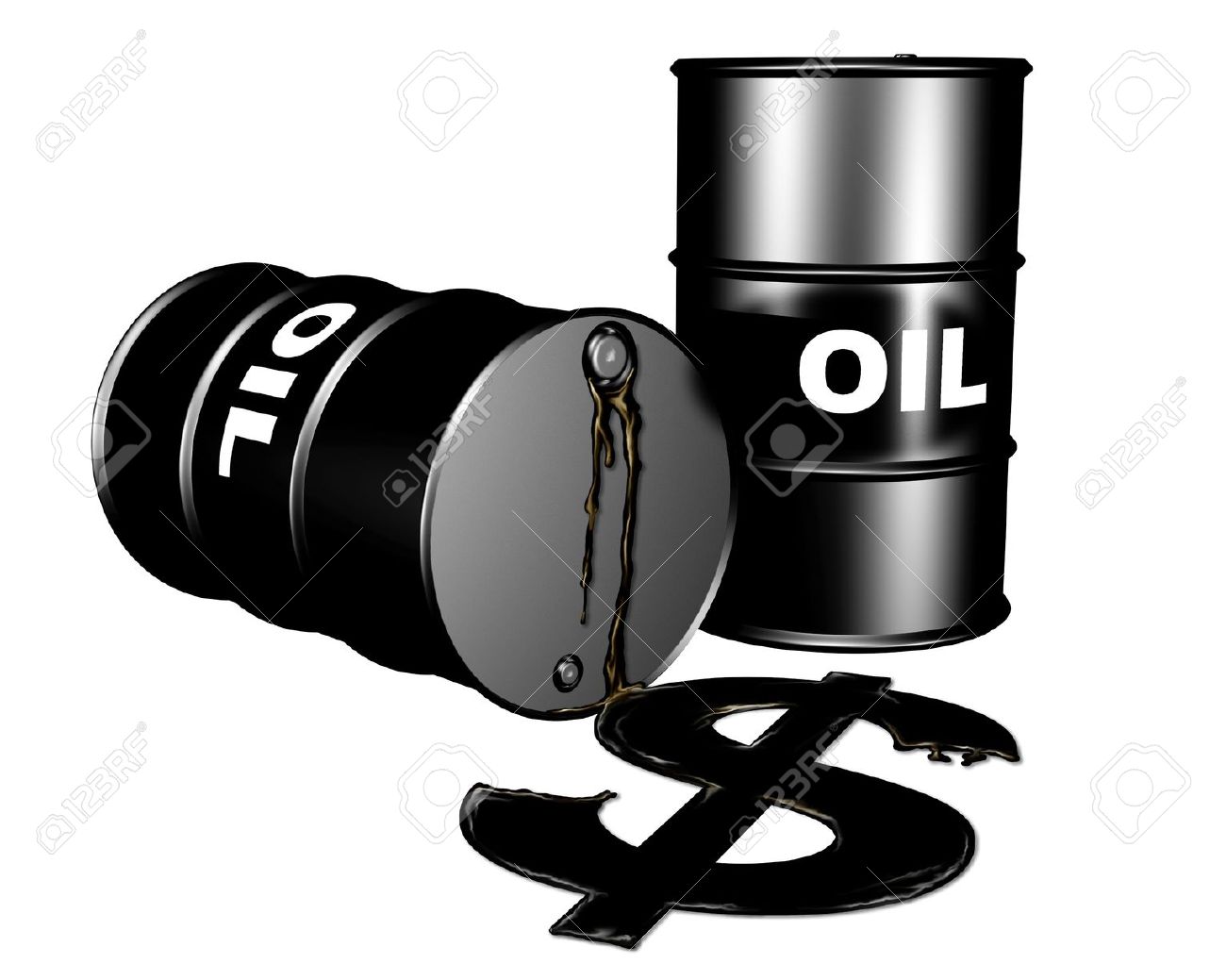3087941-Oil-drums-and-a-dollar-symbol-of-leaking-oil-representing-the-burden-on-the-dollar-by-the-oil-market-Stock-Photo